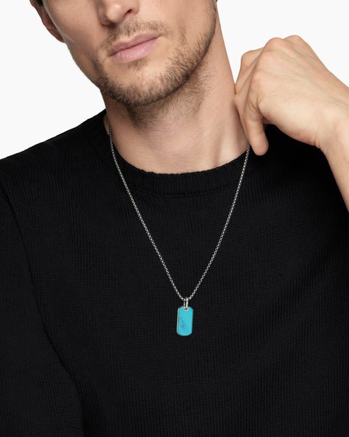 Médaille Chevron en argent sterling avec turquoise, 27 mm hommes