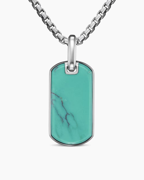Médaille Chevron en argent sterling avec turquoise, 27 mm hommes