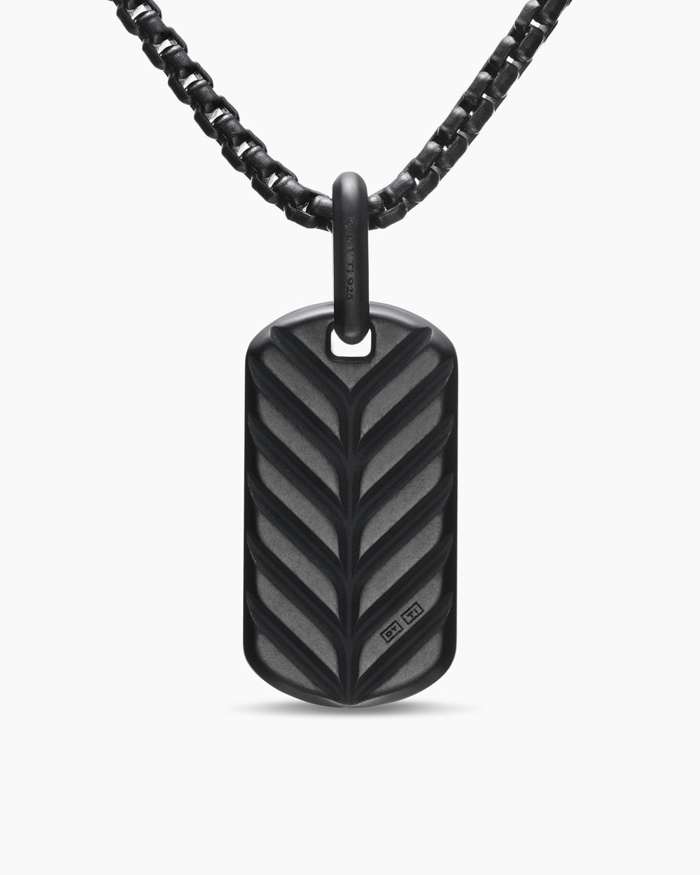 Médaille à chevrons en titane noir avec argent sterling et diamants noirs, 27 mm hommes