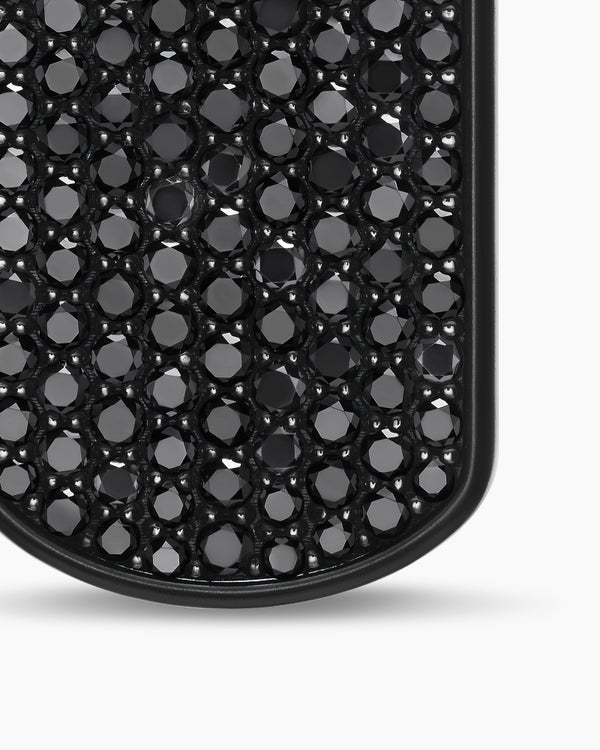 Chevron Tag in Black Titanium with Sterling Silver and Black Diamonds, 27mm