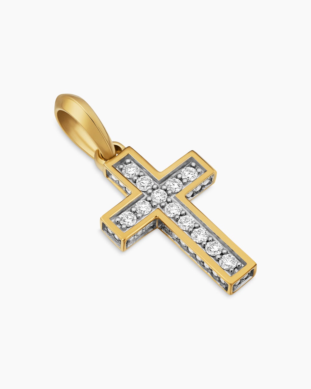 Pendentif croix pavé en or jaune 18 carats avec diamants, 23 mm homme