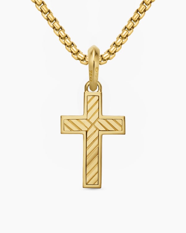 Pendentif croix Streamline® en or jaune 18 carats avec diamants, 23 mm