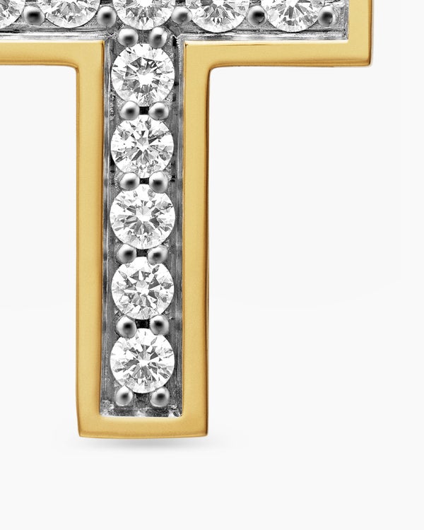 Pendentif croix Streamline® en or jaune 18 carats avec diamants, 23 mm