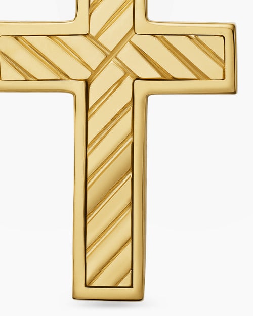 Mens Pavé Cross Pendant in 18K Yellow Gold with Diamonds, 23mm
