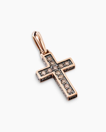 Streamline® Cross Pendant in 18K Rose Gold with Cognac Diamonds, 23mm