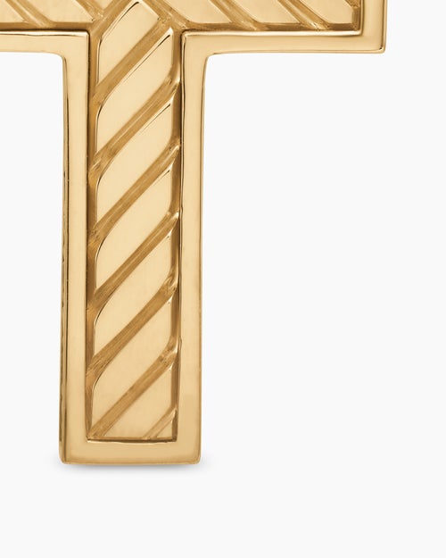 Mens Pavé Cross Pendant in 18K Yellow Gold with Diamonds, 28mm