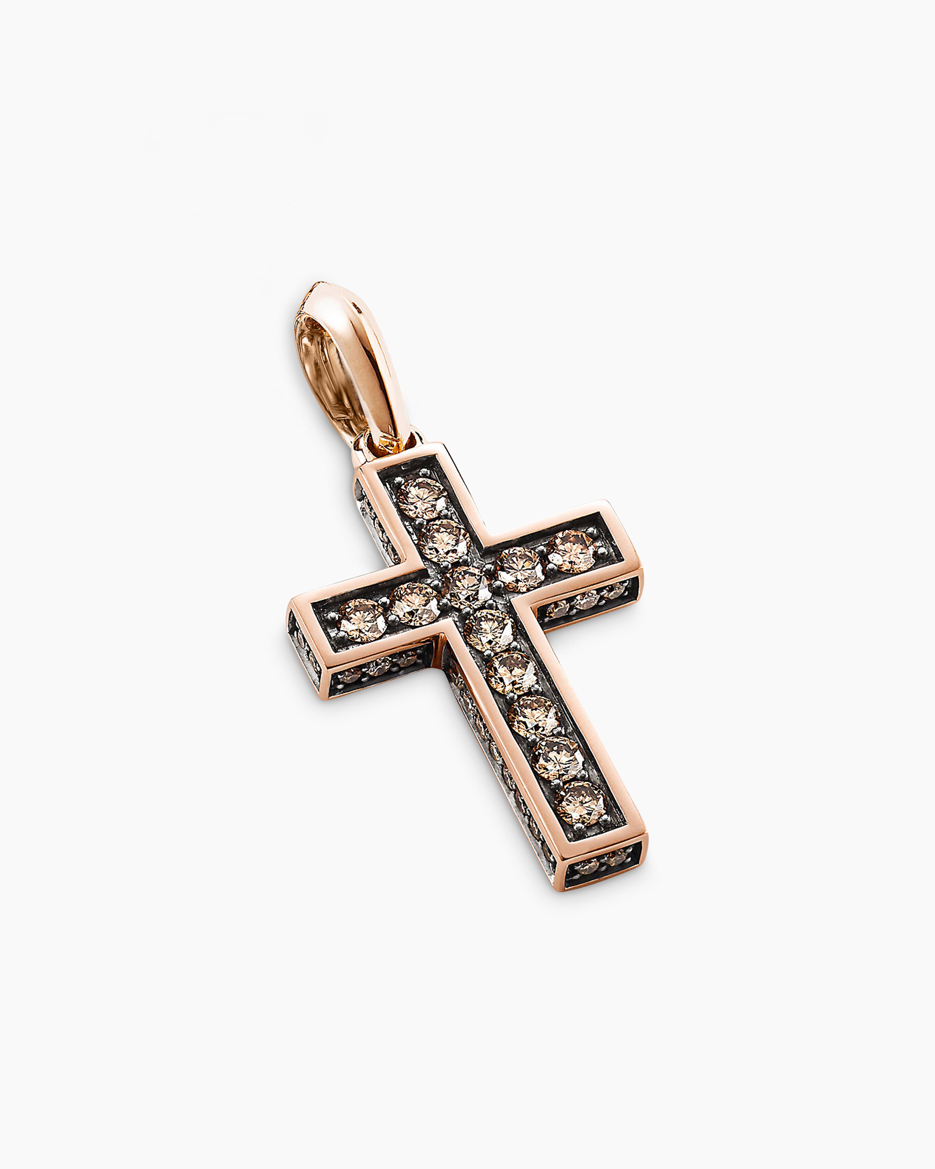 David Yurman Men's The Pavé Collection Cross 18K Rose Gold & Diamond Enhancer Pendant 0400011994230 - One-Size / Cognac