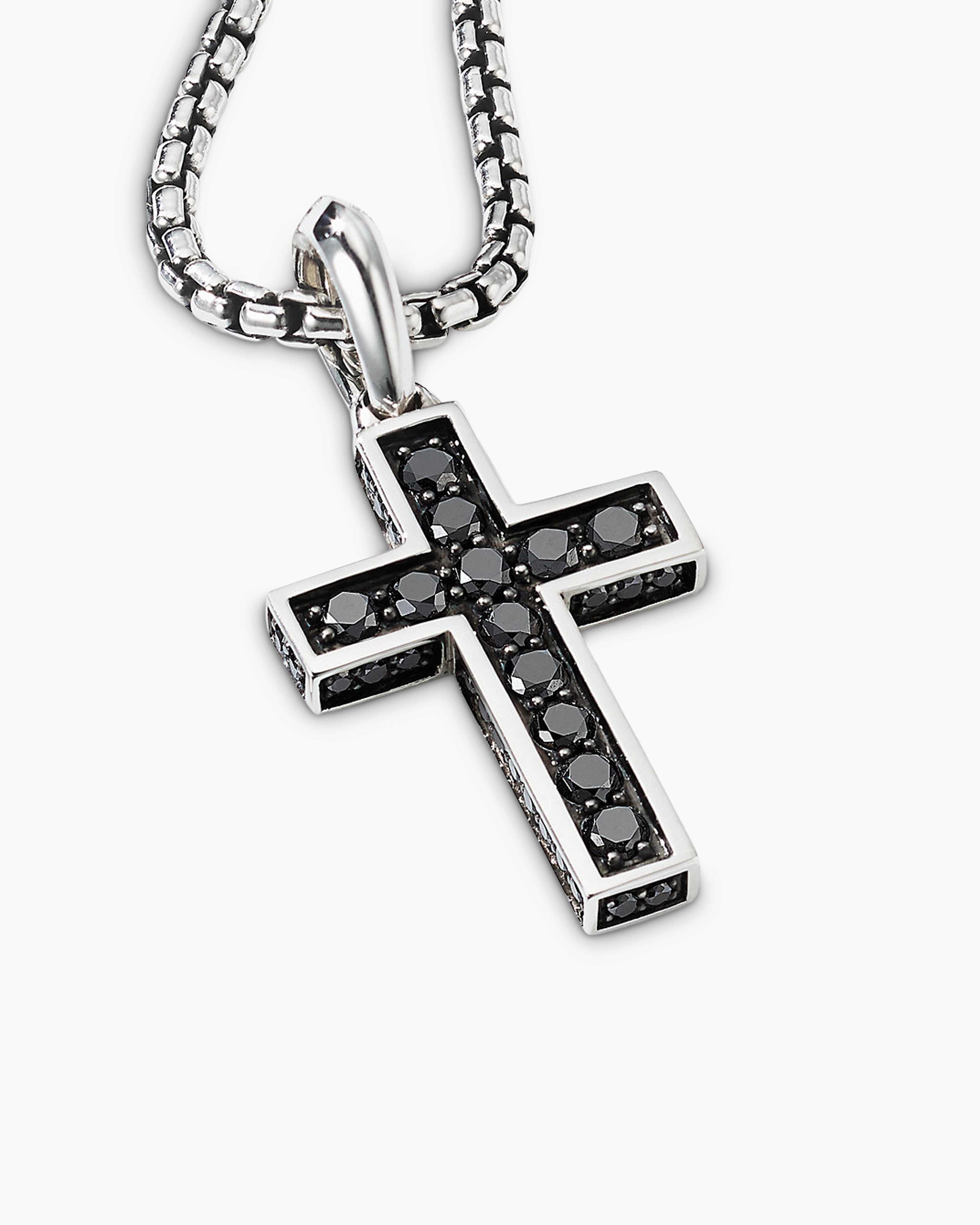 Cross pendant with black diamonds