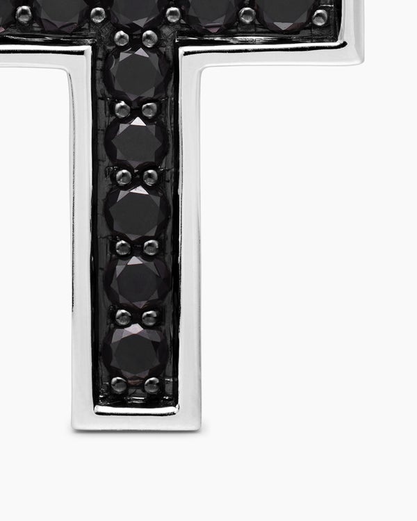 Pendentif Streamline® croix en argent massif avec diamants noirs, 28 mm