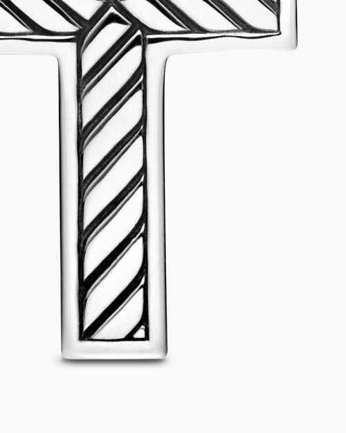 Mens Pavé Cross Pendant in Sterling Silver with Black Diamonds, 28mm