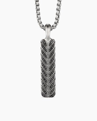 Chevron Ingot Tag in Sterling Silver with Black Diamonds, 46mm