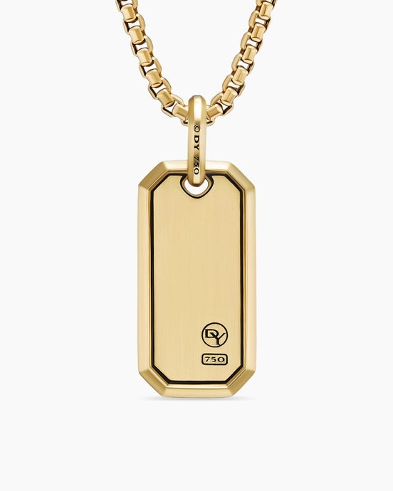 Roman Elongated Tag in 18K Yellow Gold, 28mm