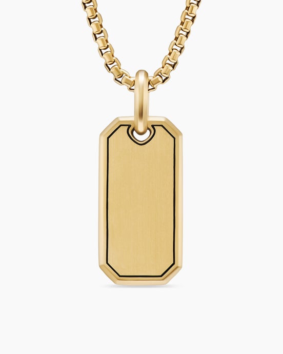 Roman Elongated Tag in 18K Yellow Gold, 28mm