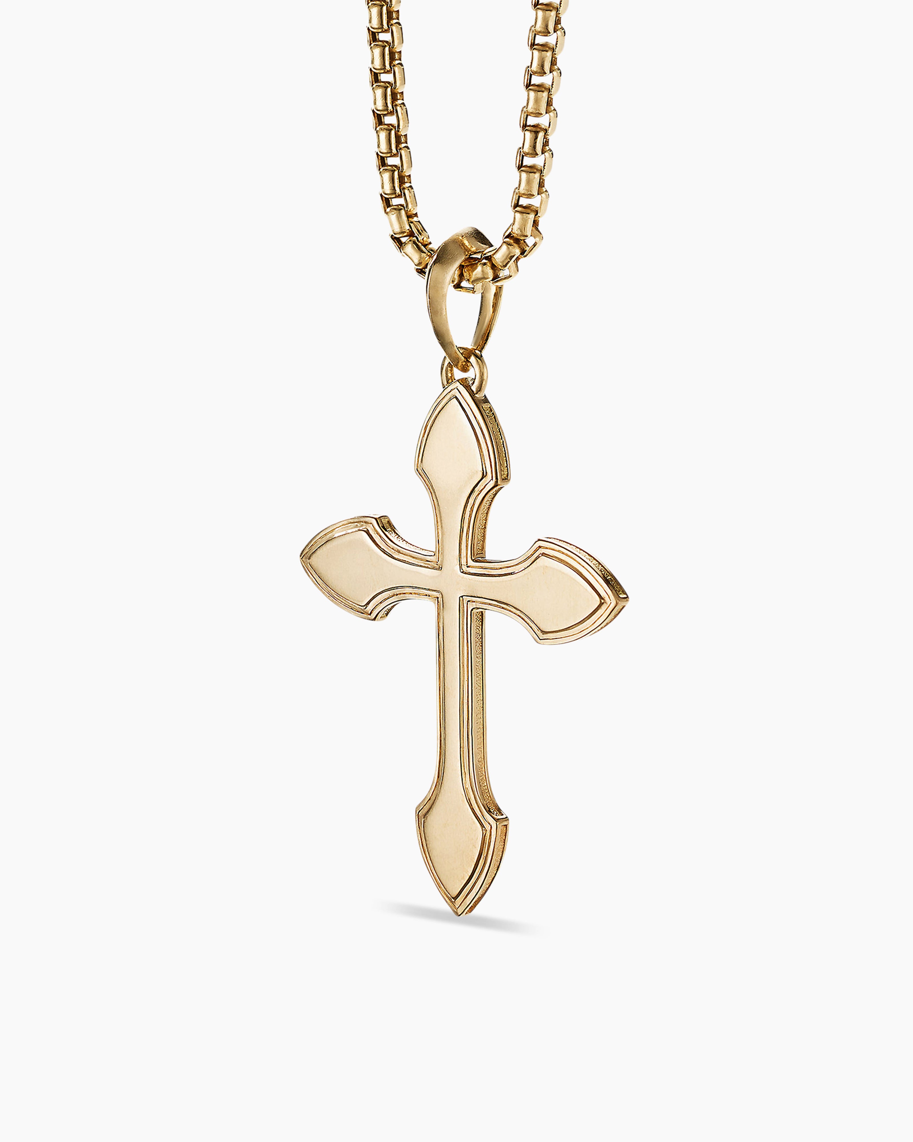 Crossover Cross Necklace in 18K Yellow Gold with Diamonds, 35.6mm | David  Yurman