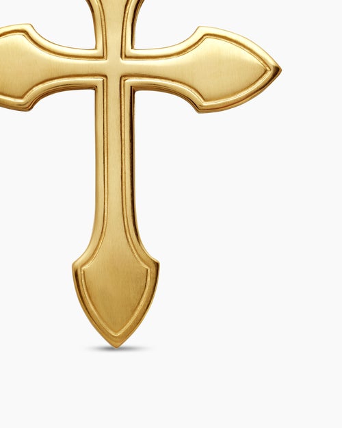 Mens Gothic Cross Pendant in 18K Yellow Gold with Diamonds, 36.5mm