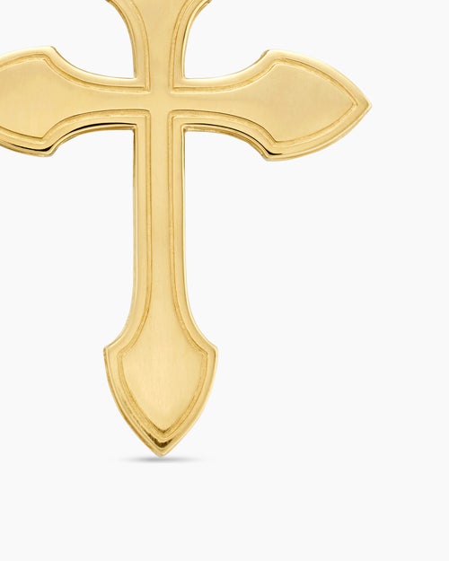 Mens Gothic Cross Pendant in 18K Yellow Gold with Blue Sapphires, 36.5mm