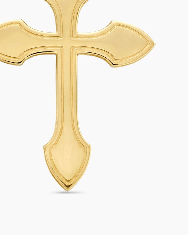 Gothic Cross Pendant in 18K Yellow Gold with Blue Sapphires, 36.5mm