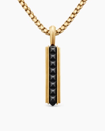 Pyramid Ingot Tag in Black Titanium with 18K Yellow Gold, 41.8mm