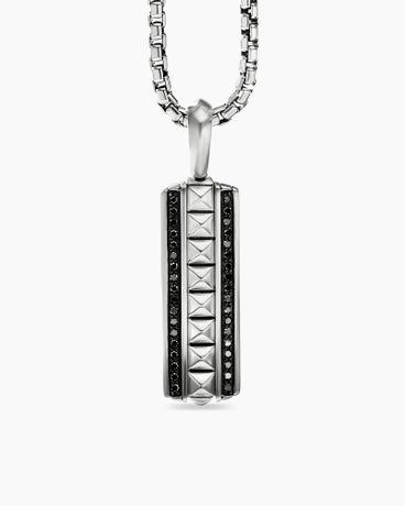 Pyramid Ingot Tag in Sterling Silver with Black Diamonds, 41.8mm
