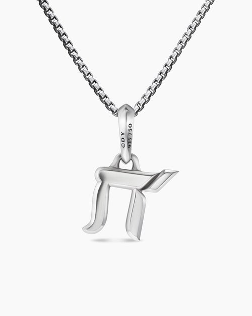 Mens Chai Amulet in Sterling Silver with 18K Yellow Gold, 17mm
