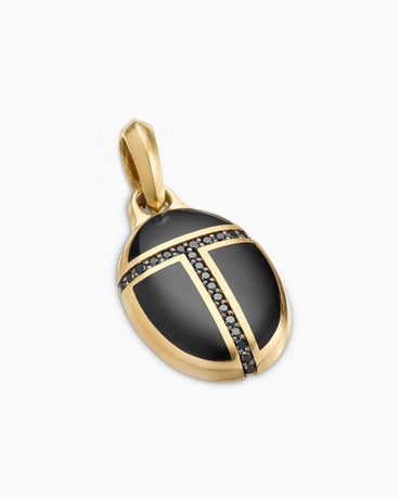 Cairo Amulet in 18K Yellow Gold with Black Onyx and Black Diamonds, 23mm
