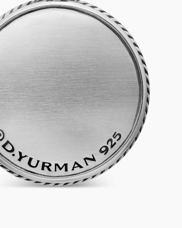 Maritime® Compass Amulet in Sterling Silver with Center Black Diamond, 26.8mm