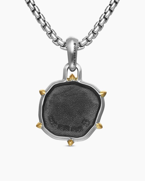 Mens Aries Amulet in Sterling Silver with 18K Yellow Gold, 23mm