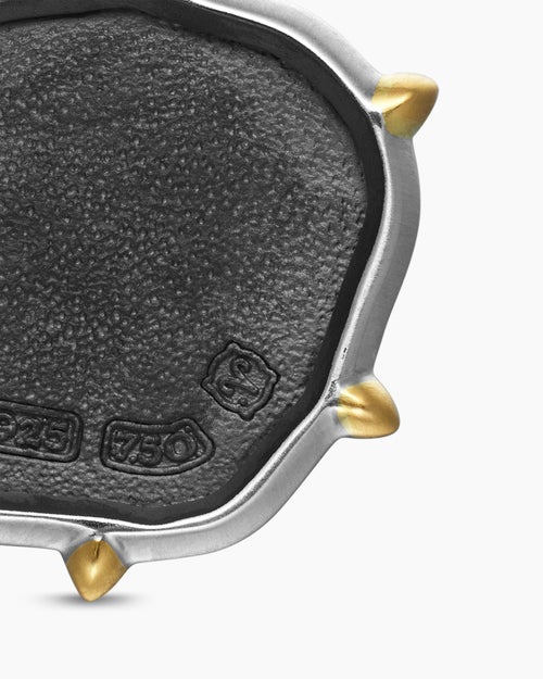 Mens Aries Amulet in Sterling Silver with 18K Yellow Gold, 23mm