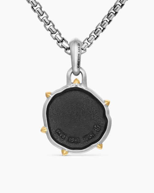Mens Taurus Amulet in Sterling Silver with 18K Yellow Gold, 23mm