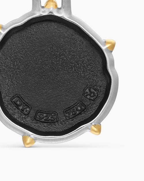 Mens Taurus Amulet in Sterling Silver with 18K Yellow Gold, 23mm