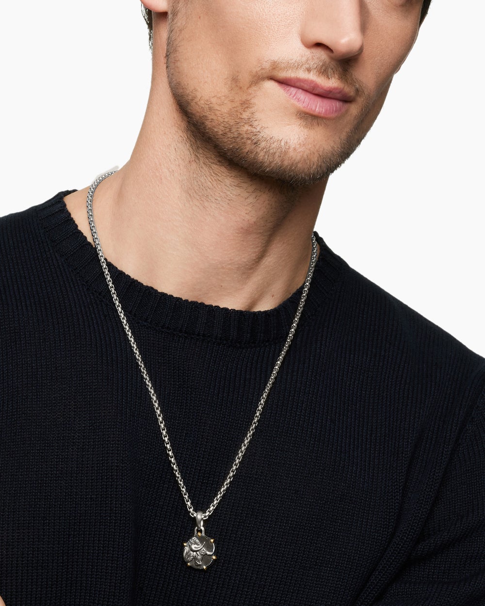 Amulette Taureau en argent massif avec or jaune 18 carats, 23 mm homme