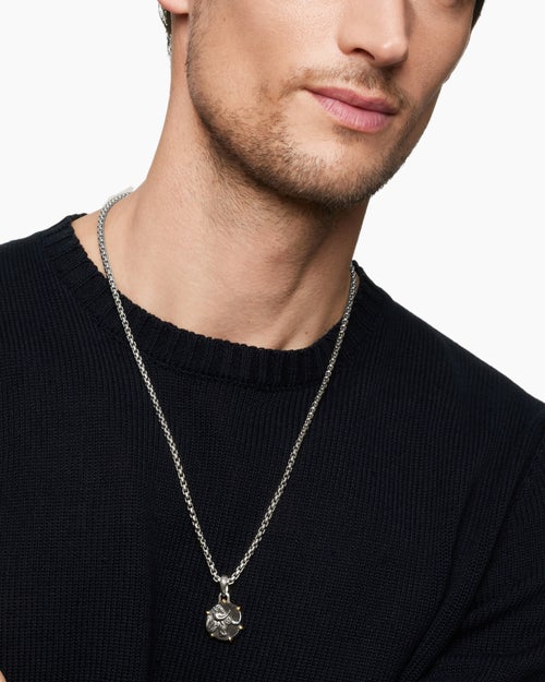 Mens Taurus Amulet in Sterling Silver with 18K Yellow Gold, 23mm
