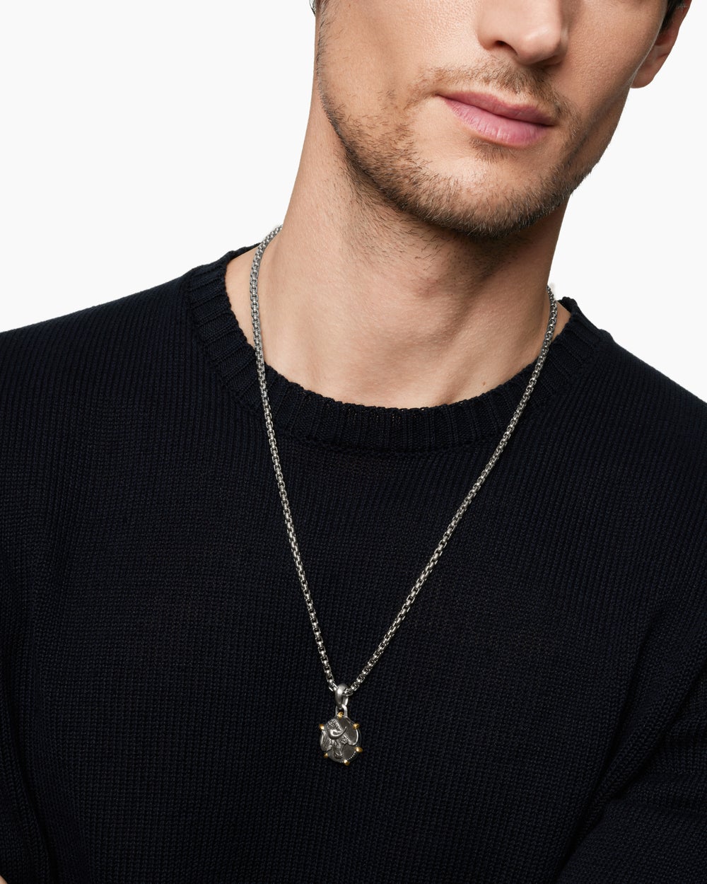 Amulette Taureau en argent massif avec or jaune 18 carats, 23 mm homme