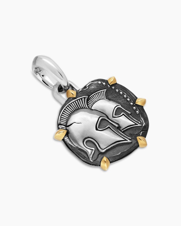 Gémeaux Amulet en argent sterling avec or jaune 18 carats, 23 mm