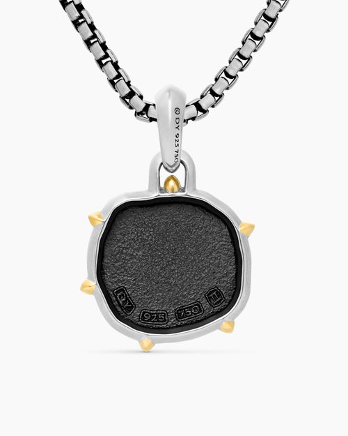 Mens Gemini Amulet in Sterling Silver with 18K Yellow Gold, 23mm
