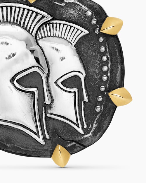 Mens Gemini Amulet in Sterling Silver with 18ct Yellow Gold, 23mm