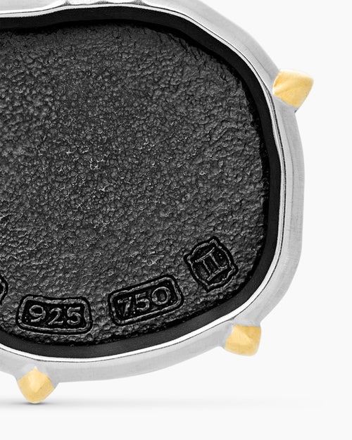 Mens Gemini Amulet in Sterling Silver with 18ct Yellow Gold, 23mm