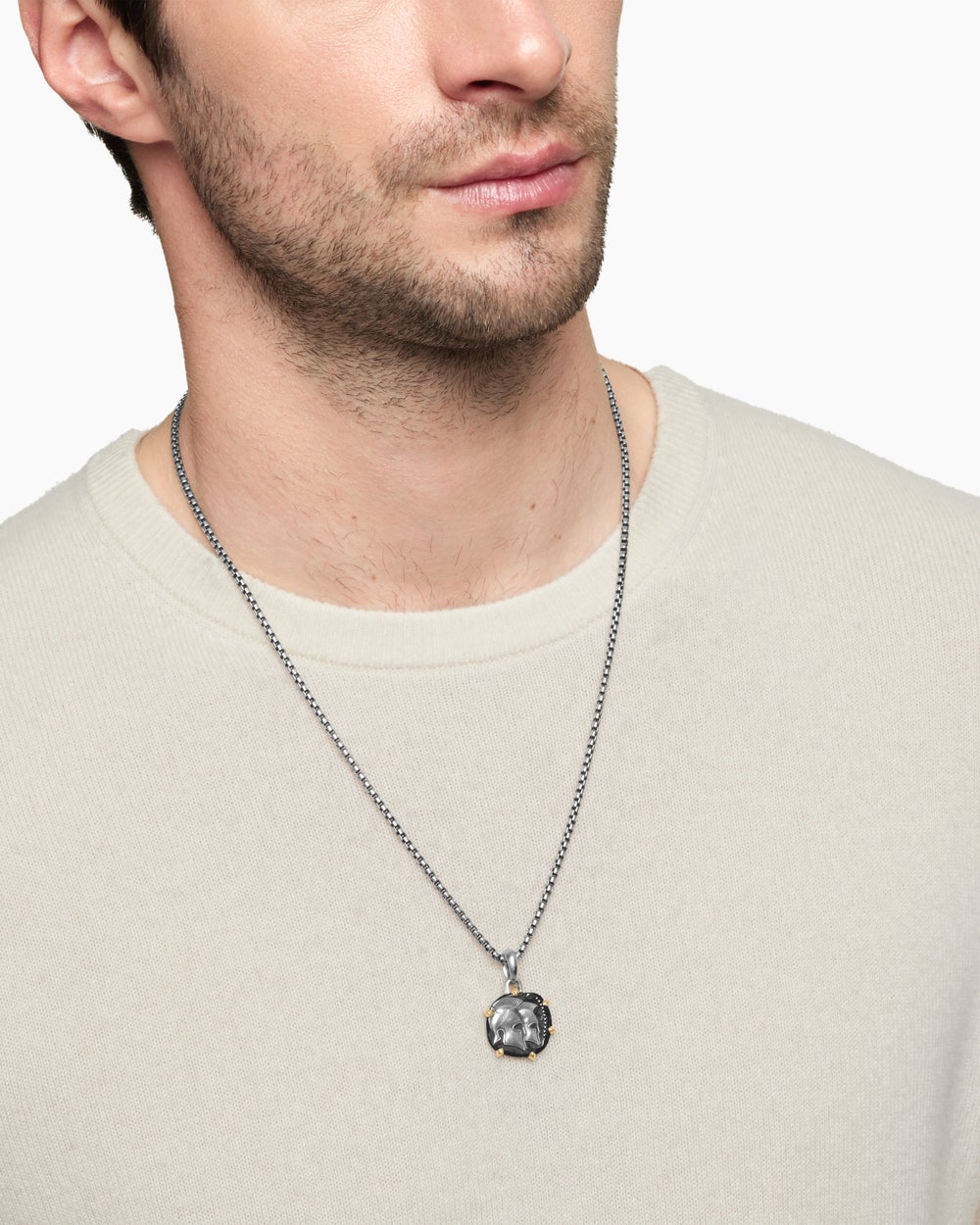 Gémeaux Amulet en argent sterling avec or jaune 18 carats, 23 mm hommes