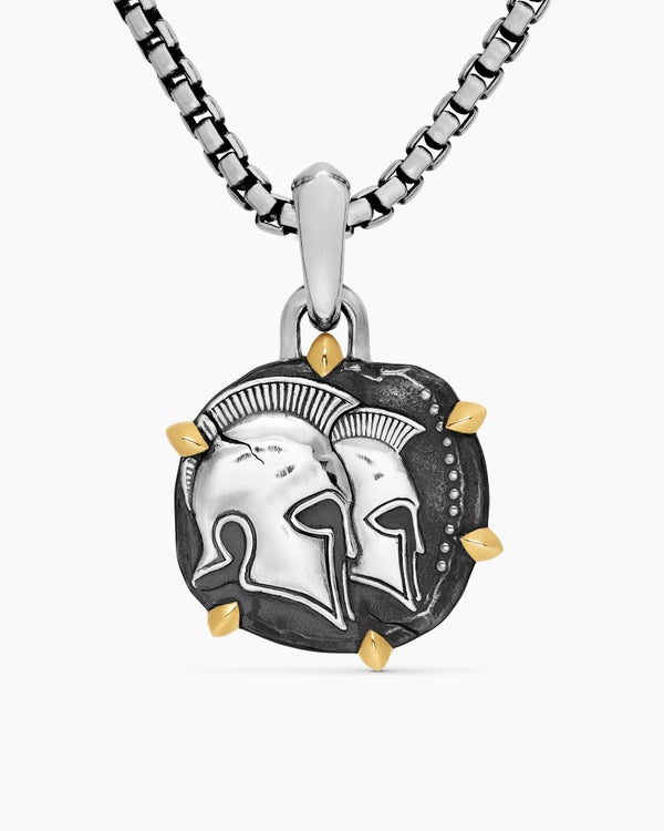 Gémeaux Amulet en argent sterling avec or jaune 18 carats, 23 mm