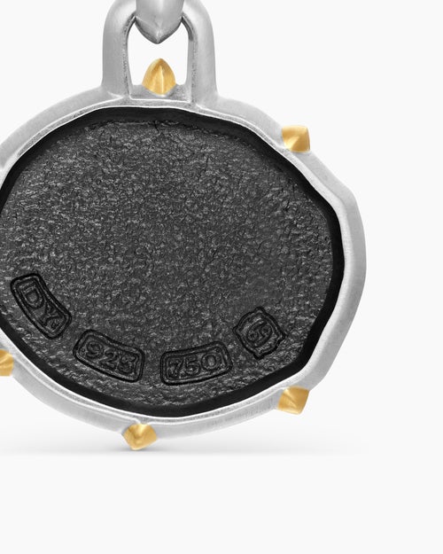 Mens Cancer Amulet in Sterling Silver with 18K Yellow Gold, 23mm