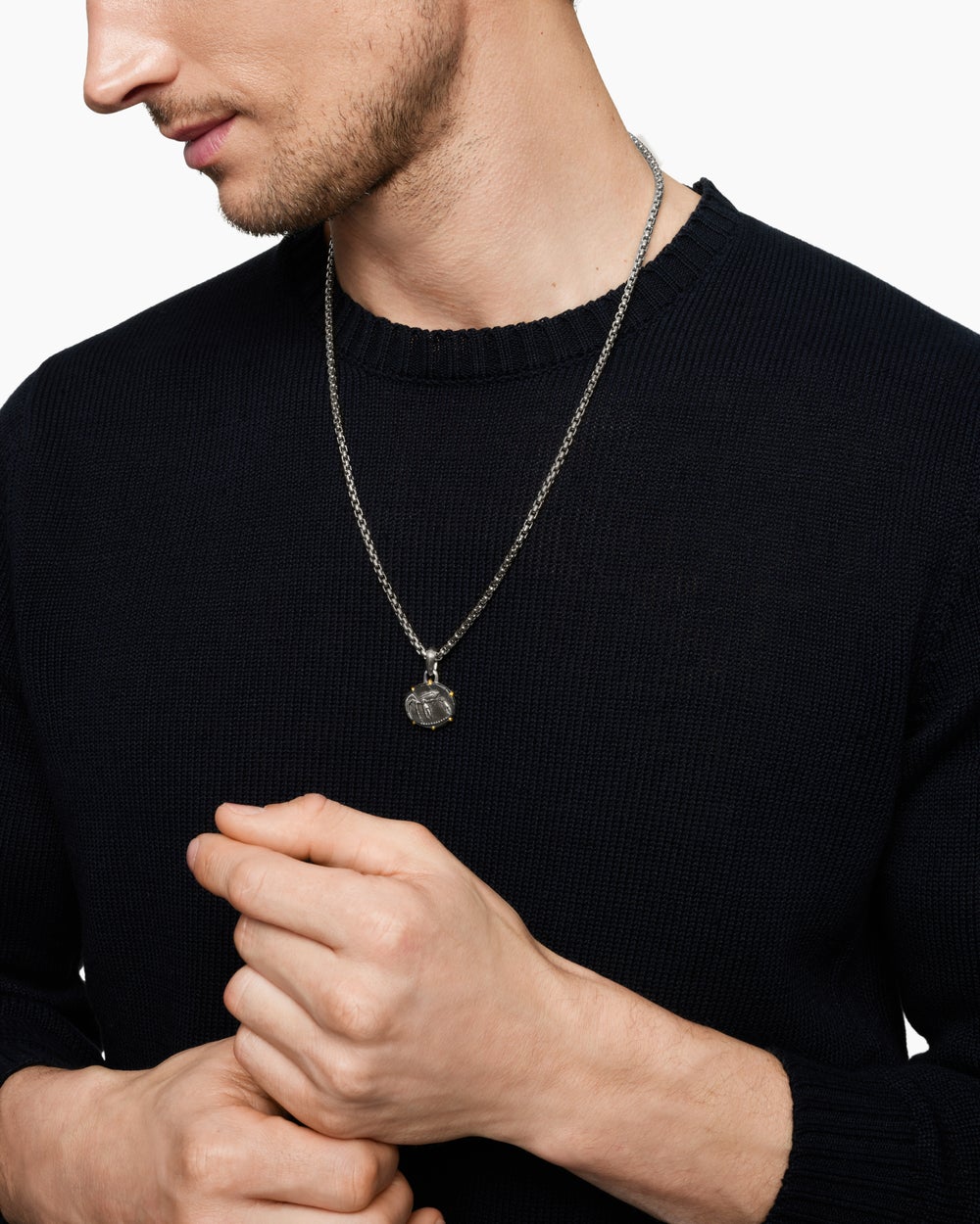 Amulette Cancer en argent massif avec or jaune 18 carats, 23 mm homme