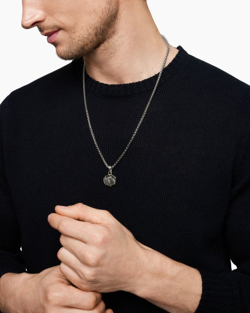 Mens Cancer Amulet in Sterling Silver with 18K Yellow Gold, 23mm