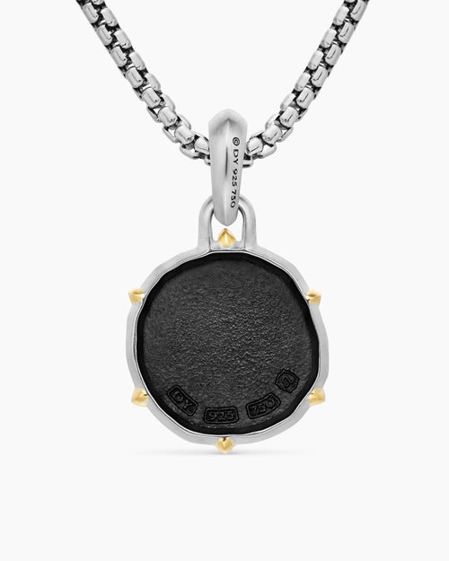 Mens Leo Amulet in Sterling Silver with 18ct Yellow Gold, 23mm