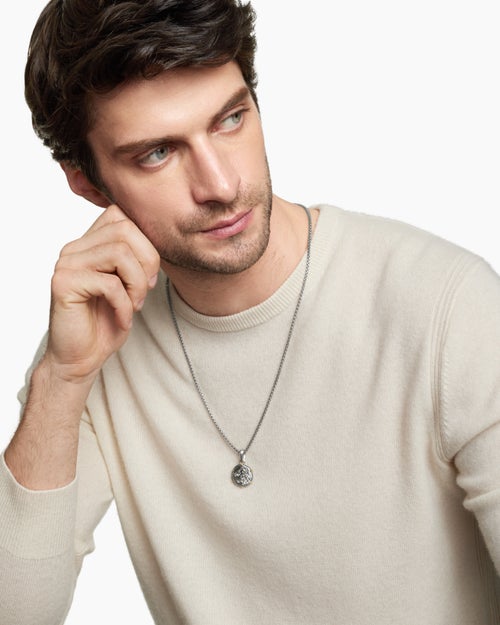 Mens Leo Amulet in Sterling Silver with 18ct Yellow Gold, 23mm