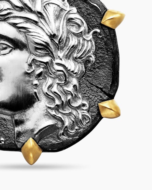 Mens Virgo Amulet in Sterling Silver with 18K Yellow Gold, 23mm