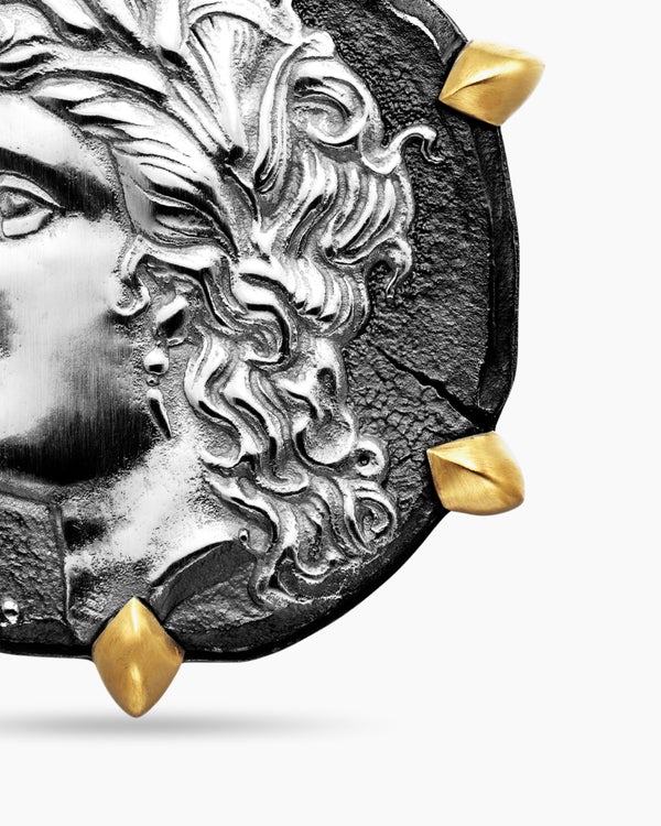 Amulette Vierge en argent sterling avec or jaune 18 carats, 23 mm