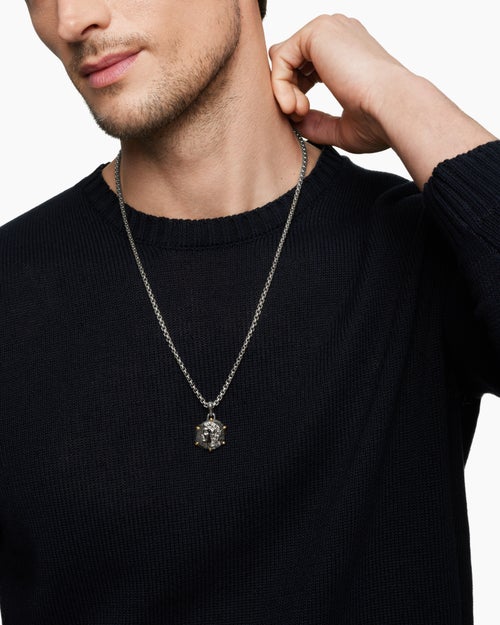Mens Virgo Amulet in Sterling Silver with 18K Yellow Gold, 23mm