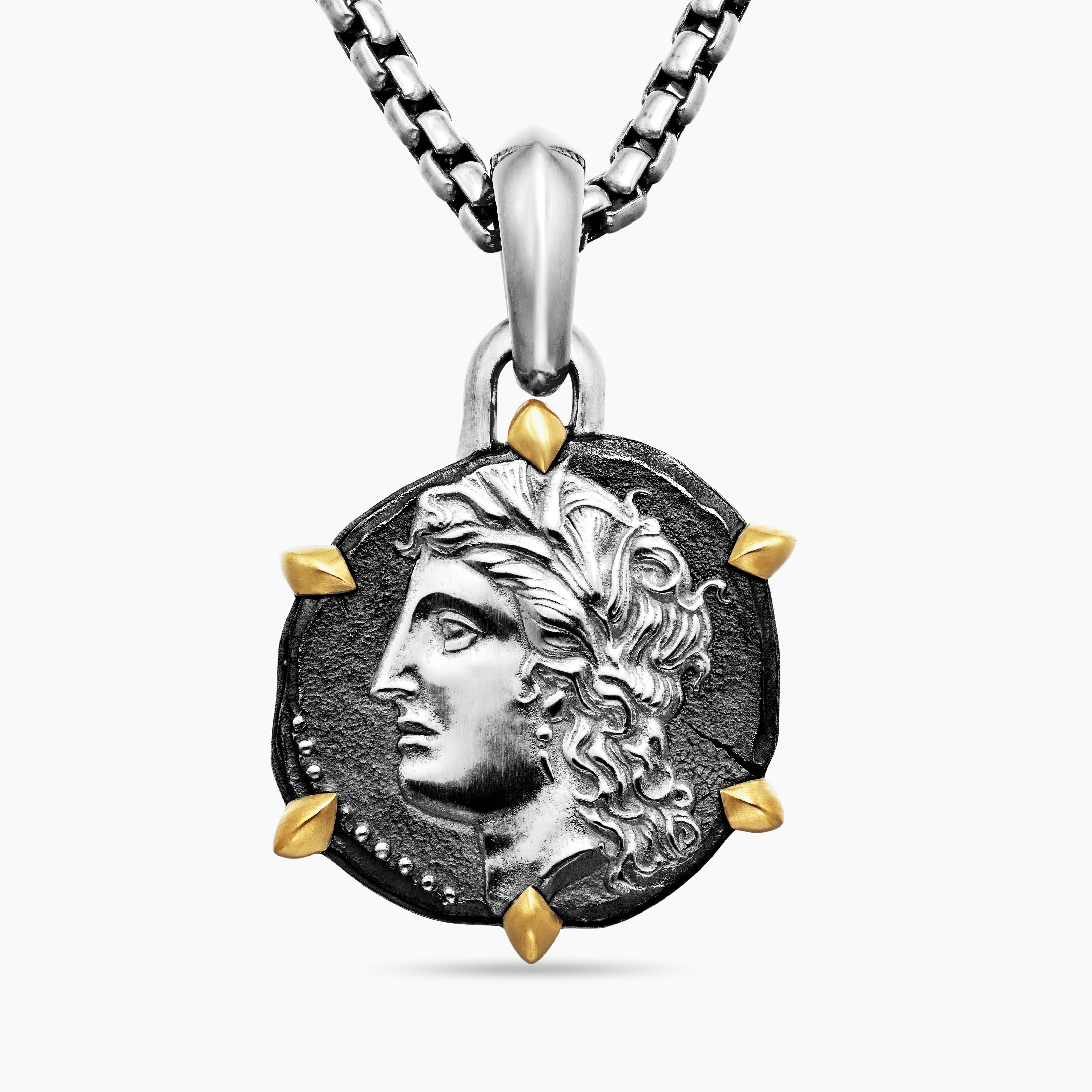 Mens Virgo Amulet in Sterling Silver with 18K Yellow Gold, 23mm