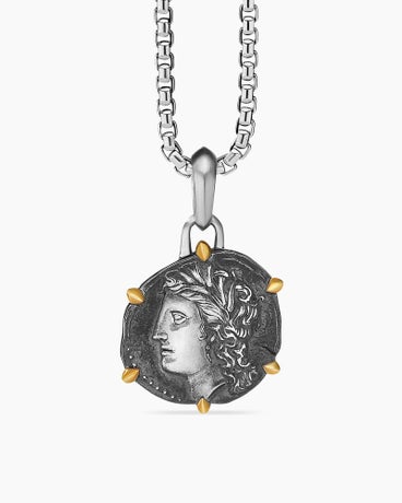 Virgo Amulet in Sterling Silver with 18K Yellow Gold, 33mm