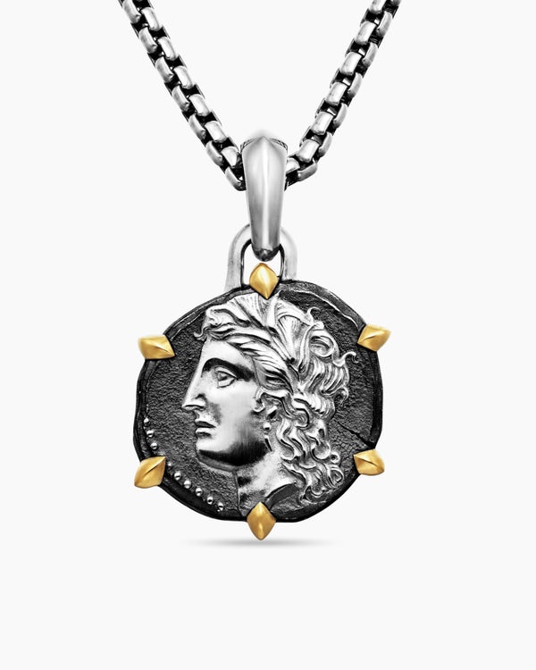 Amulette Vierge en argent sterling avec or jaune 18 carats, 23 mm